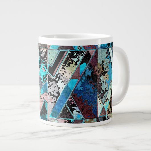 Colorful Geometric Abstract Pattern Grote Koffiekop (Voorkant rechts)