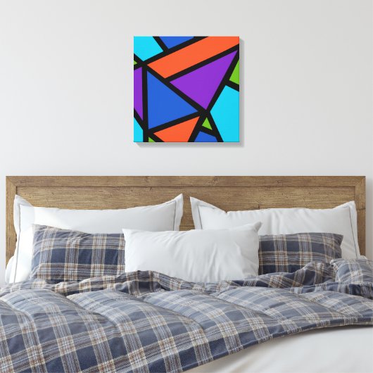 Colorful Geometric Abstracte Art Canvas Afdruk (Insitu (Slaapkamer))