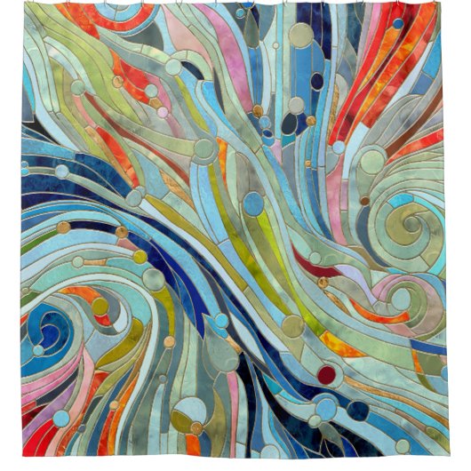 Colorful Geometric Abstracte Mosaic Art Douchegordijn (Voorkant)