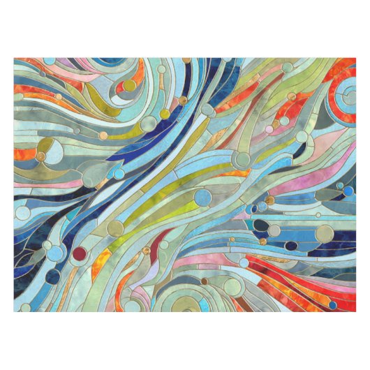 Colorful Geometric Abstracte Mosaic Art Tafelkleed (Voorkant (Horizontaal))