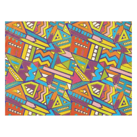 Colorful Geometric African Tribal Pattern Tafelkleed (Voorkant (Horizontaal))