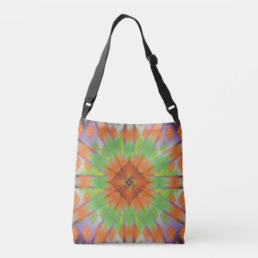 Colorful Geometric Boho Crossbody Tote Bag – Moder (Achterkant)