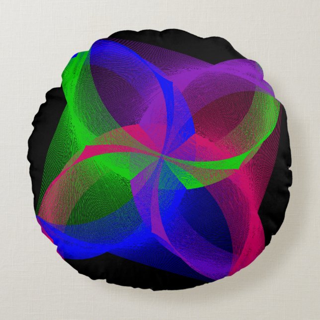 Colorful Geometric Circular Blend Round Pillow Rond Kussen (Voorkant)