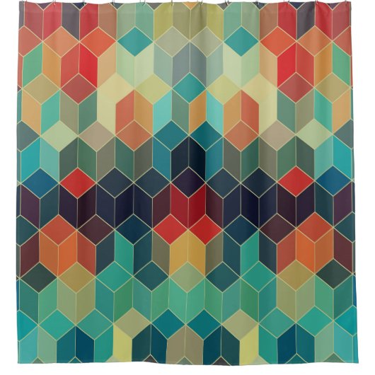Colorful Geometric Cubes Modern Pattern Douchegordijn (Voorkant)