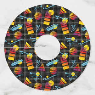 Colorful Geometric Design Wijnglaslabel