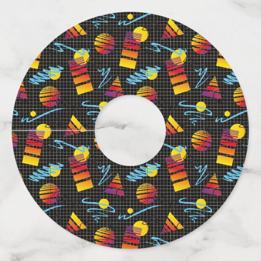Colorful Geometric Design Wijnglaslabel (Voorkant)