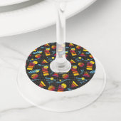 Colorful Geometric Design Wijnglaslabel (Dichtbij)
