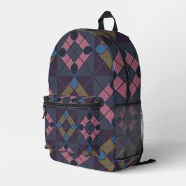 Colorful Geometric Diamond Pattern Bedrukte Rugzak