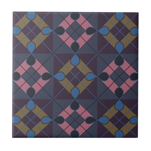 Colorful Geometric Diamond Pattern Tegeltje (Voorkant)