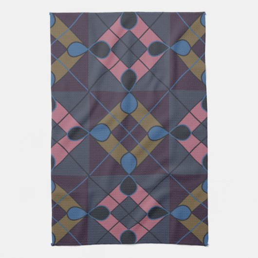 Colorful Geometric Diamond Pattern Theedoek (Verticaal)