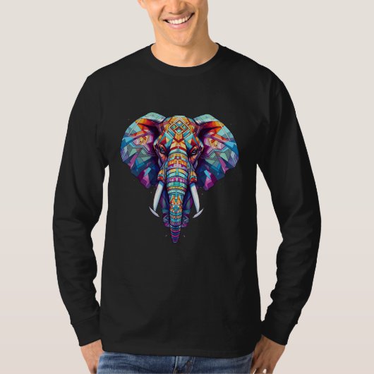 Colorful geometric Elephant T-shirt (Voorkant)