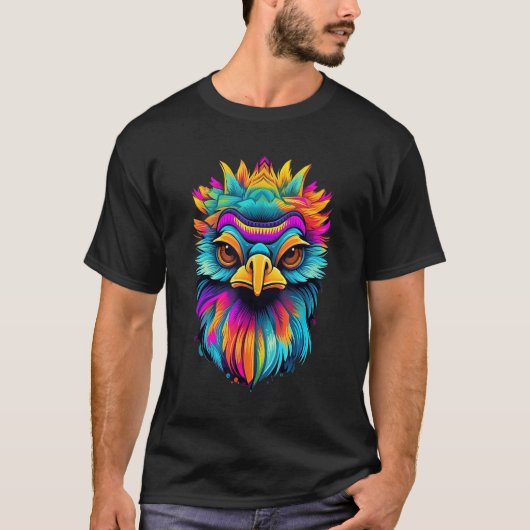Colorful Geometric Emu Bird   Pop Animal T-shirt (Voorkant)