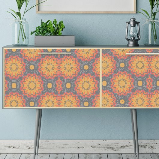 Colorful Geometric Floral Ethnic Mosaic Pattern Tissuepapier