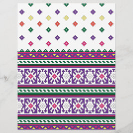 Colorful Geometric Folk Art-ontwerp met bloemen