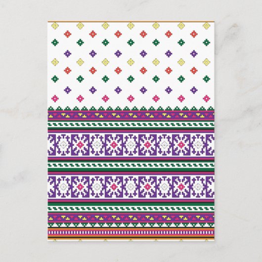 Colorful Geometric Folk Art-ontwerp met bloemen Briefkaart (Voorkant)