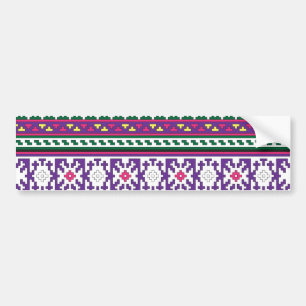 Colorful Geometric Folk Art-ontwerp met bloemen Bumpersticker