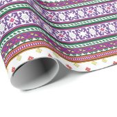 Colorful Geometric Folk Art-ontwerp met bloemen Cadeaupapier (Rol Hoek)