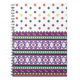 Colorful Geometric Folk Art-ontwerp met bloemen Notitieboek
