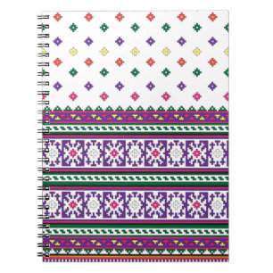 Colorful Geometric Folk Art-ontwerp met bloemen Notitieboek