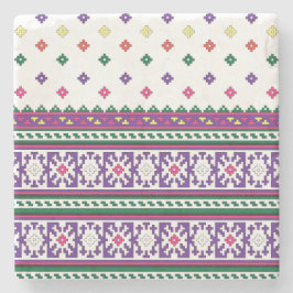 Colorful Geometric Folk Art-ontwerp met bloemen Stenen Onderzetter