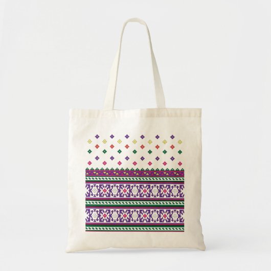 Colorful Geometric Folk Art-ontwerp met bloemen Tote Bag (Voorkant)