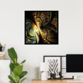 Colorful Geometric Fractal Abstracte Butterfly Poster (Thuiskantoor)