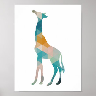 Colorful Geometric Giraffe Silhouette Poster