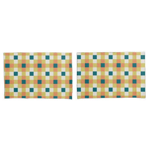 Colorful Geometric Grid Pattern with Retro Palette Kussensloop (Voorkant-Set)