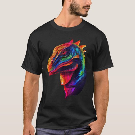 Colorful Geometric Komodo Dragons Lizard Pop Anima T-shirt (Voorkant)