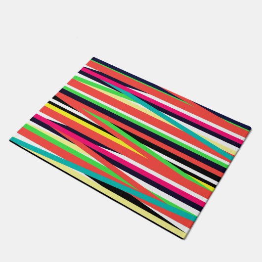 Colorful Geometric Lines Stripes Multi Deurmat (Schuin)