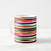 Colorful Geometric Lines Stripes Multi Koffiemok (Voorkant links)