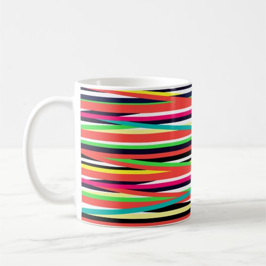 Colorful Geometric Lines Stripes Multi Koffiemok (Links)