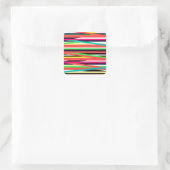 Colorful Geometric Lines Stripes Multi Vierkante Sticker (Tas)