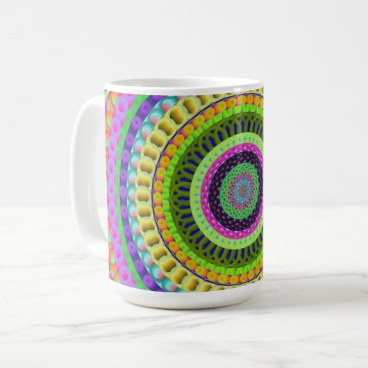 Colorful Geometric Mandala Circle Mok (Voorkant links)