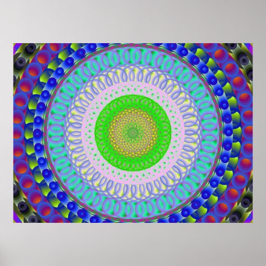 Colorful Geometric Mandala Circle Poster (Voorkant)