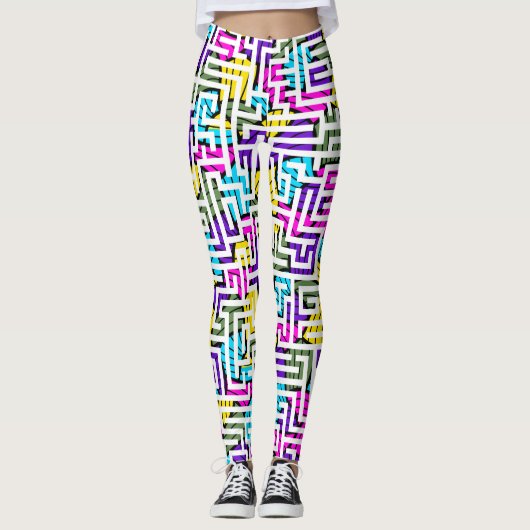 Colorful Geometric Modern Pattern Leggings (Voorkant)