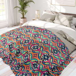 Colorful Geometric Ornate Bohemian Fleece Deken