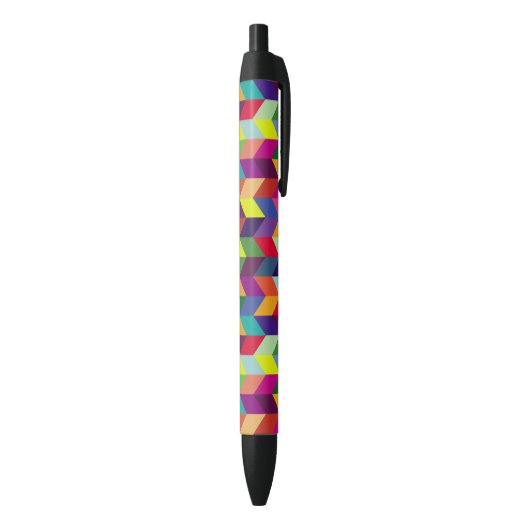 Colorful Geometric Pattern Design – Modern Stylish Zwarte Inkt Pen (Achterkant (Verticaal))
