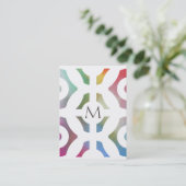 Colorful Geometric Pattern en Monogram Visitekaartje (Staand voorkant)