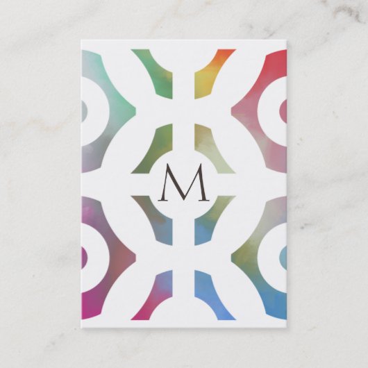 Colorful Geometric Pattern en Monogram Visitekaartje (Voorkant)