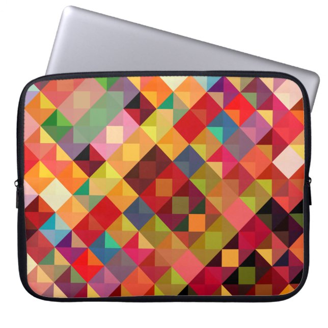 Colorful Geometric Pattern Fine Art Laptop Sleeve (Voorkant)