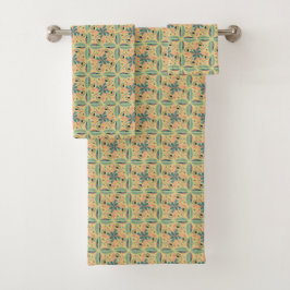 colorful geometric pattern in yellow green & blue  bad handdoek