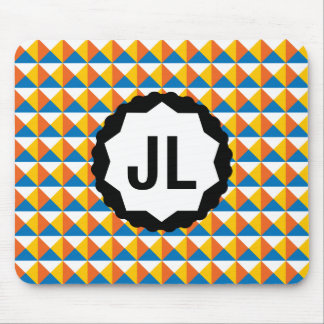 Colorful Geometric Pattern met Custom Monogram Muismat