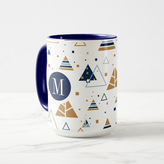 Colorful Geometric Pattern Monogram Mok (Voorkant links)