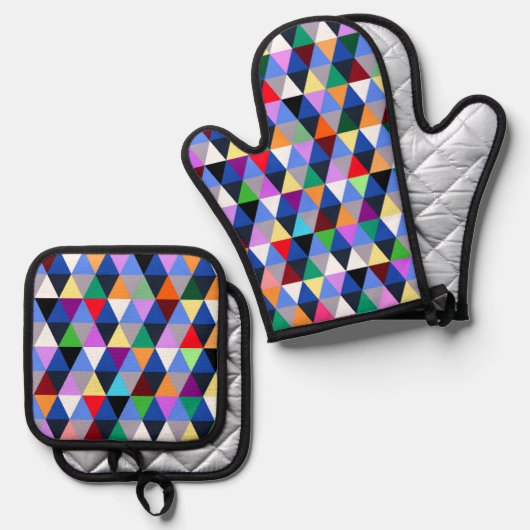 Colorful Geometric Pattern Ovenwant & Pannenlap Set (Voorkant / Achterkant)