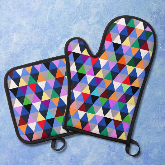 Colorful Geometric Pattern Ovenwant & Pannenlap Set