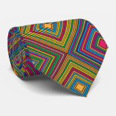 Colorful geometric pattern tie displayed front  stropdas (Opgerold)