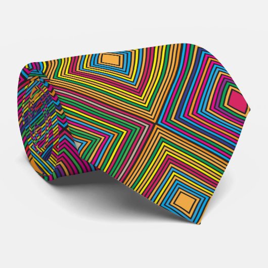 Colorful geometric pattern tie displayed front  stropdas (Opgerold)