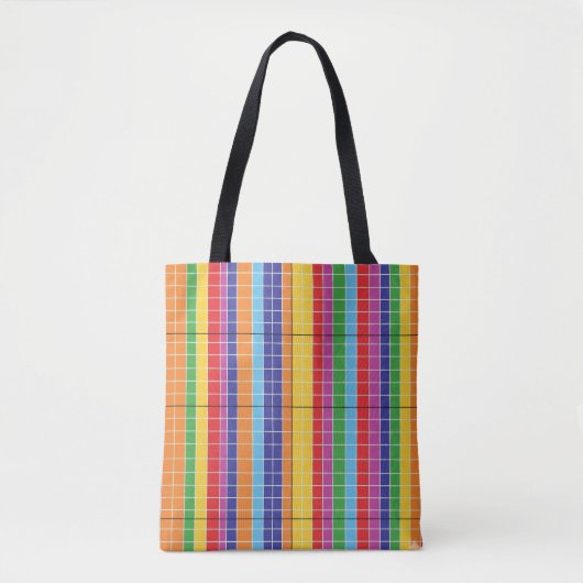 Colorful Geometric Pattern Tote Bag – Modern Rainb (Voorkant)