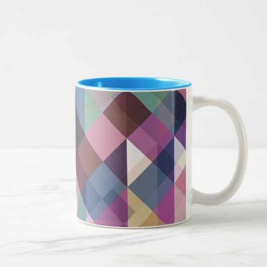 Colorful Geometric Pattern Tweekleurige Koffiemok (Rechts)